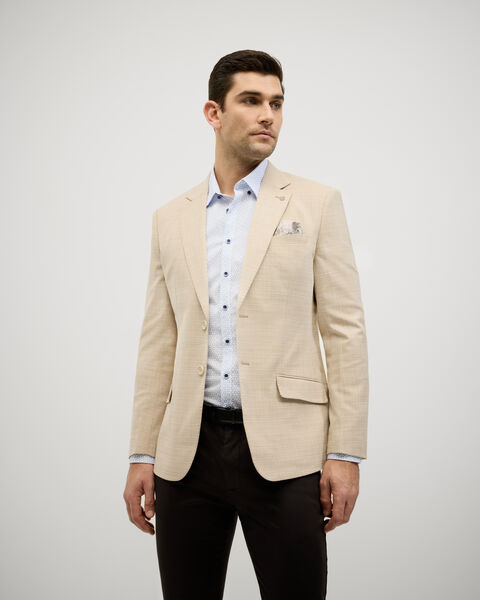 Single Breasted Textured Tailored Blazer, Fawn, hi-res